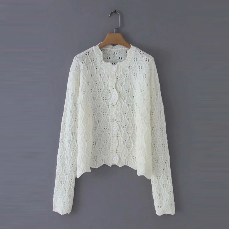 Heydress Women Autumn Long Sleeve Cardigans Vintage Knitted Female Loose Embroidery Sweaters Casual Street Open Stitch Outwears