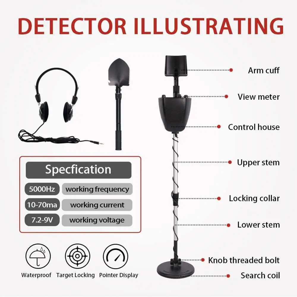Handheld Metal Detector With Frequency 5.0 Khz 2 Operation Modes All Metal Disc Industrial