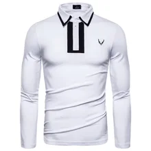 Европейский код поло мужская осень Европа и Америка лацканы с длинным рукавом Поло рубашка логотип вышивка мужская рубашка