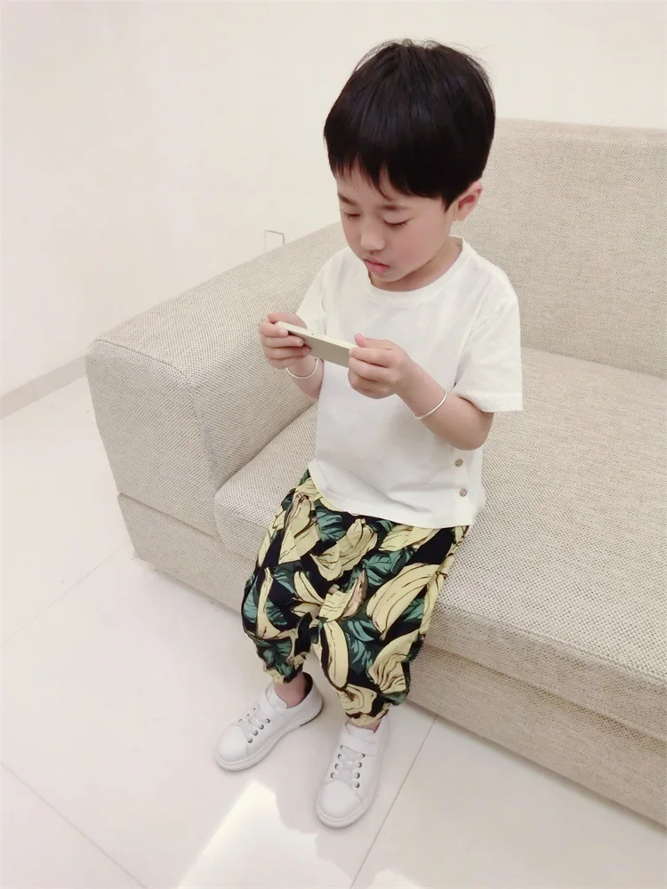 Противомоскитные штаны для мальчиков в году, летние тонкие брюки детские шаровары капри корейский стиль девушки Кондиционер