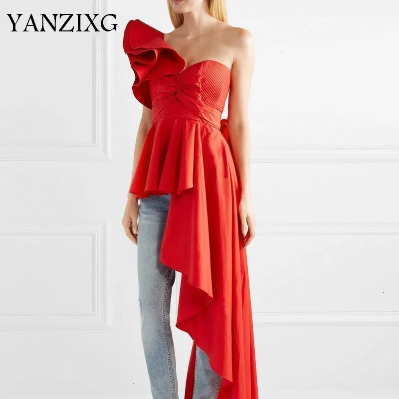Sexy Strapless Sleeveless Top Female Irregular One-shoulder Sleeves Slim Tube Blouse 2019 Summer Hot Sale Shirt L245 |