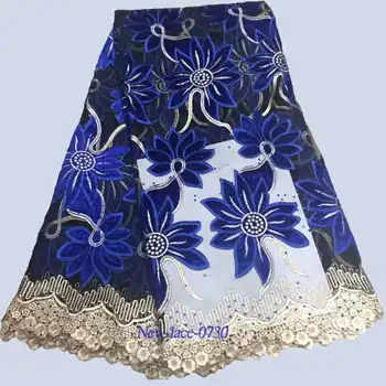 

Hot sales African Lace Fabric Embroidered Velvet French Tulle Lace With Beads 5 Yards/pcs Nigeria Lace fabric For Wedding 01