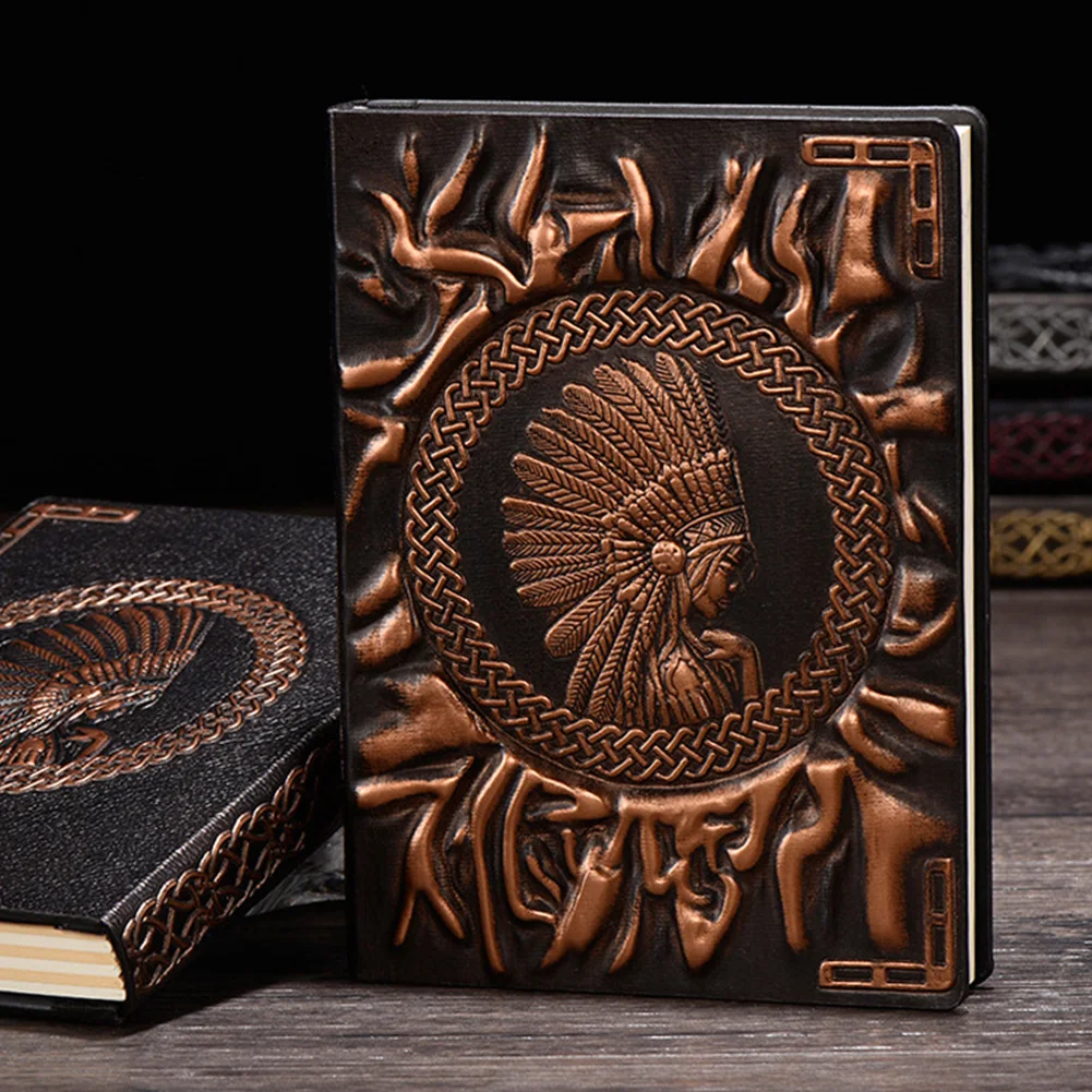 

Travel Portable Embossed Cover Gift Retro European Diary Notebook Artificial PU Notepad Stationary Three-dimensional A6