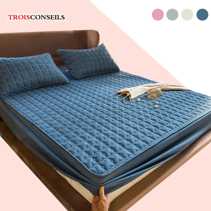 Утолщенный стеганый наматрасник двуспальная и кровать простыня с