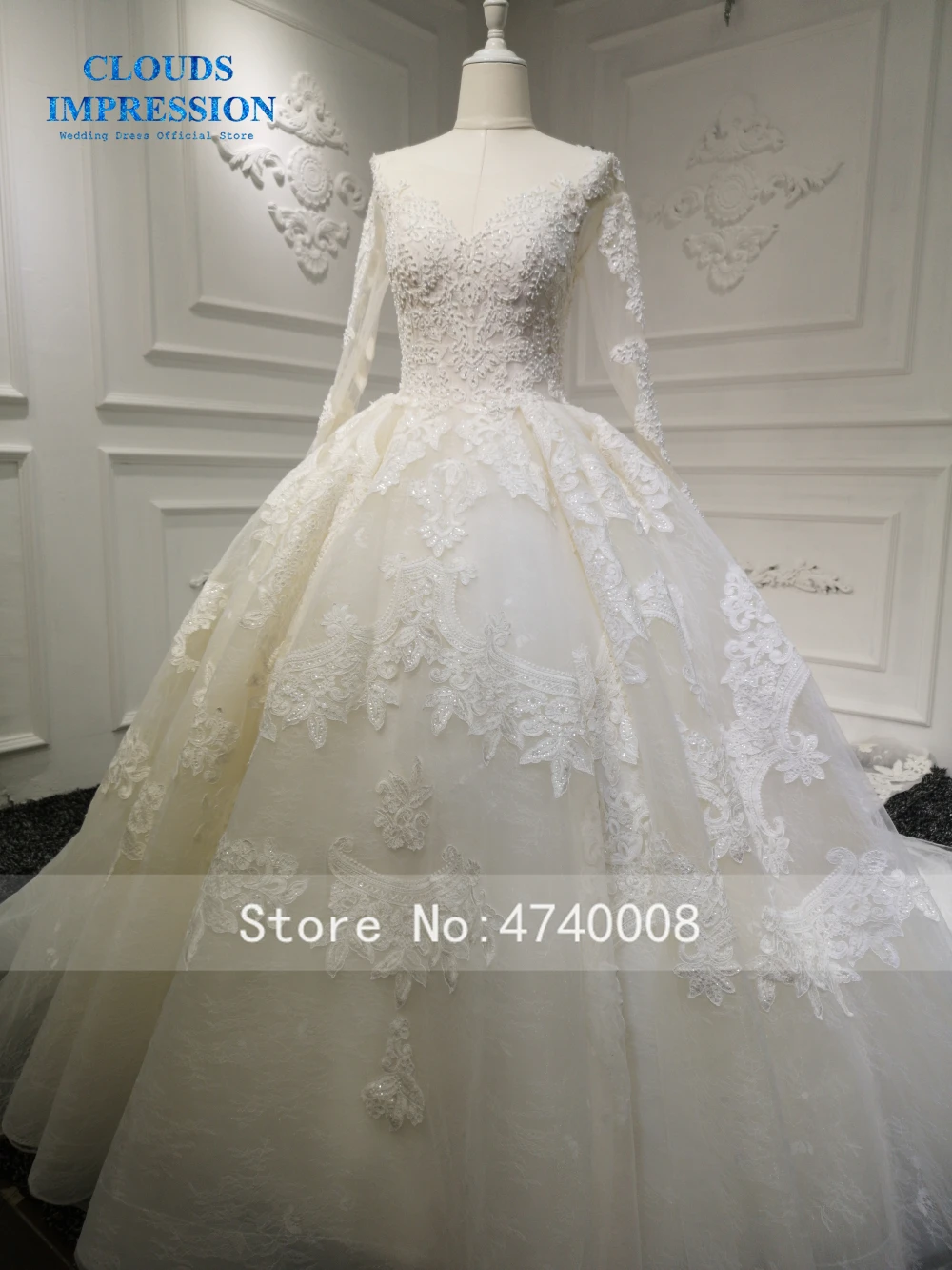Vestido De Novia сексуальное свадебное платье с длинным рукавом размера плюс, Кружевное белое бальное платье с аппликацией, свадебное платье