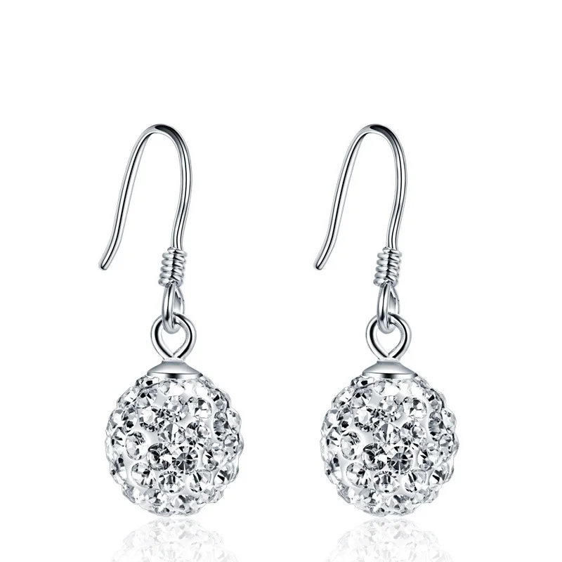 Fashion Delicate Crystal S925 Sterling Silver Drop Dangle Piercing Earrings for Women Female Girl Gift Party | Украшения и