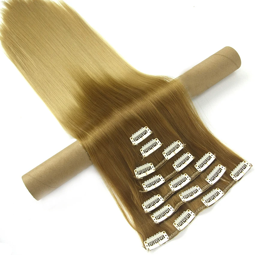 

Straight Women Clip-in 7pieces/set Hair Pad Long Ombre Synthetic Hair Extensions 24inch High Temperature Fiber