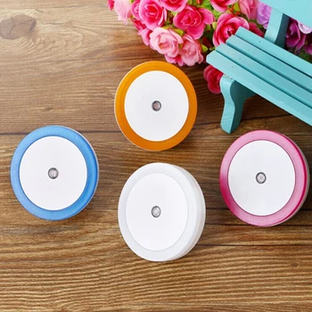 

New Night Light Plug-in Operated Round LED Night Lamp WC Bedside lamp Light control For Room Hallway Pathway Toilet