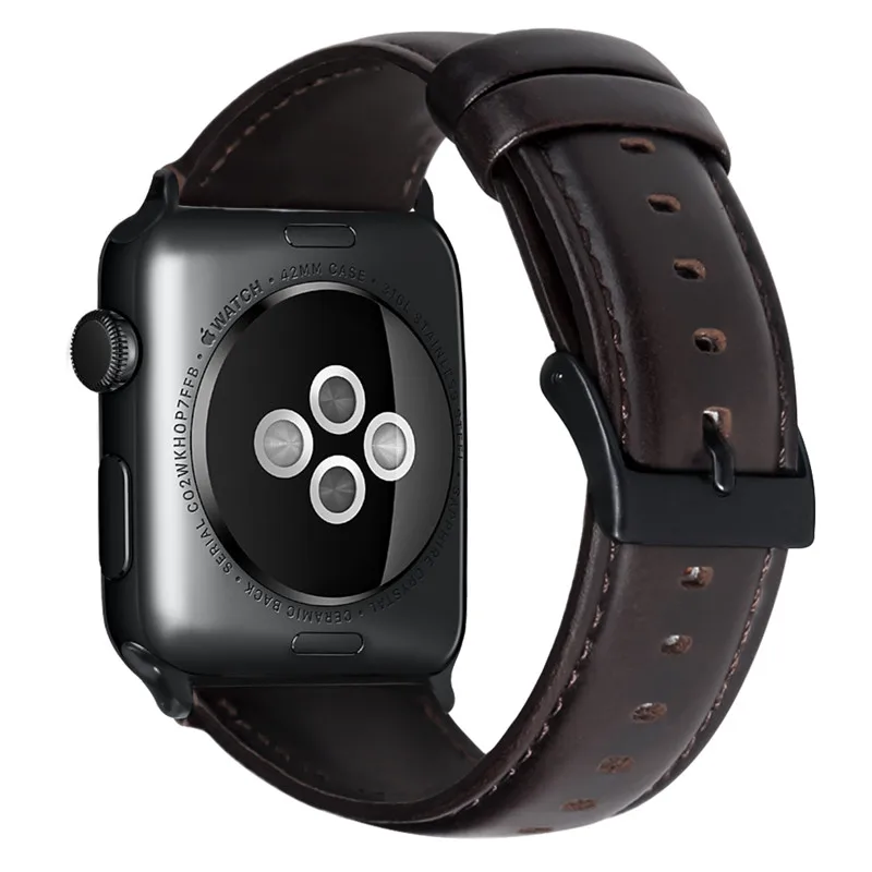 Часы с ремешком из натуральной кожи, ремешок для наручных часов Apple Watch 38 мм 40 мм 42 44 мм браслет для наручных часов iWatch серии 5/4/3/2/1 - Цвет ремешка: Coffee brown