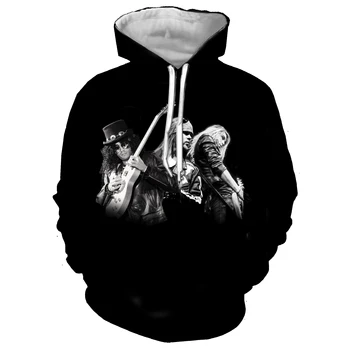 

3D Print Rock Guns N‘ Roses Hoodies Unisex Hip Hop Pullovers Hood Sweatshirts Boys Black Casual Tracksuits Jacket Sudaderas 5XL
