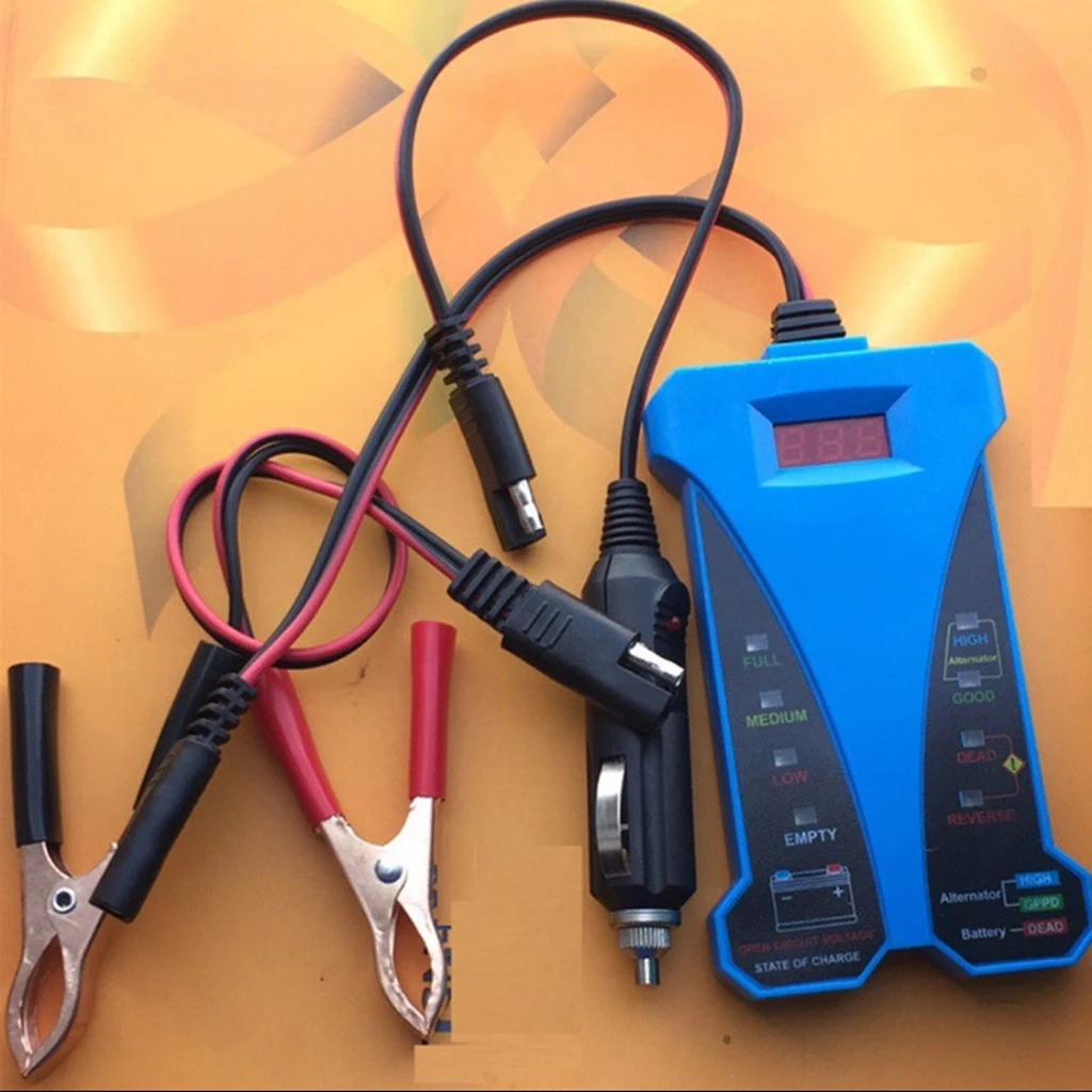 12V Charging System Analyzer Battery Load Tester with LED Indication for ATV