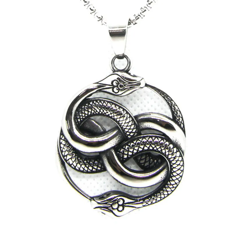 Collana A Forma Di Serpente Con Pendente A Doppio Serpente In Acciaio Inossidabile Con Catena
