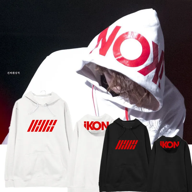 IKON толстовки Япония тур негабаритных Кофты для женщин Kpop Флис Тонкая футболка с