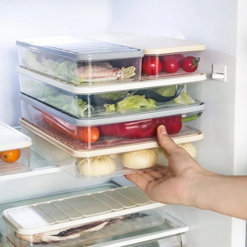 

Frozen Dumpling Boxes with Cover Refrigerator Kitchen Fruit Vegetable Sealed Fresh Storage Food Containers