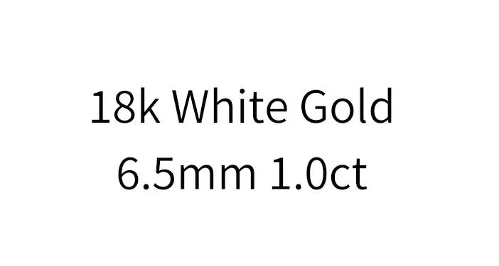 White Gold 1.0ct 18 К белое золото серьги-гвоздики с муассанитом серьги белый Муассанит 1.0CT 6,5 мм Помолвочные Свадебные для женщин - Цвет камня: White Gold 1.0ct