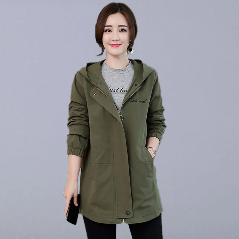 

Autumn Casual Trench Coats Women New Fashion Korean Style Hooded Thin Female Outerwear Coats High Quality P163