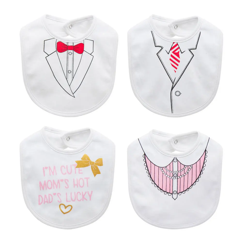 Детские нагрудники двойные хлопковые 2 шт./лот Слюнявчики с мультяшным принтом