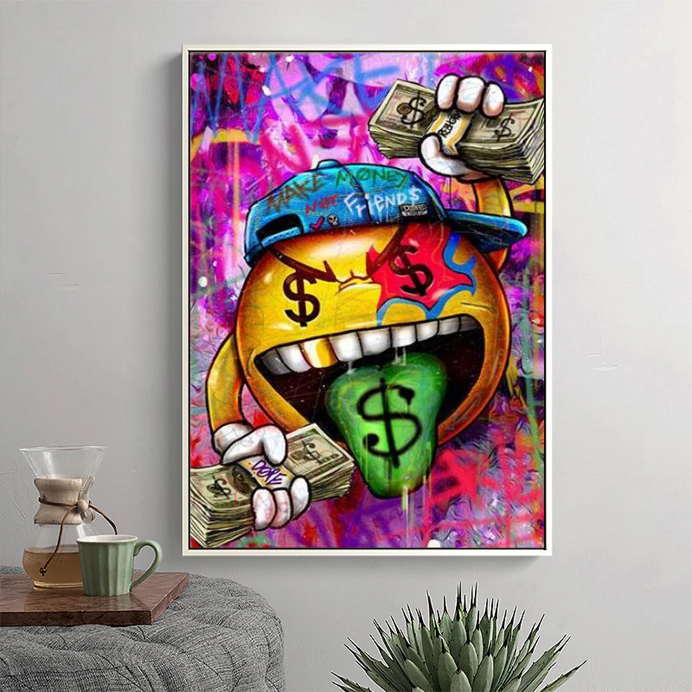 Граффити деньги доллар язык холст живопись мультфильм плакат и принты настенные