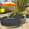 210D Oxford Cloth Black Round Furniture Cover Table Cover Outdoor Round Waterproof Daybed Cover Dustproof Garden Furniture Cover 1