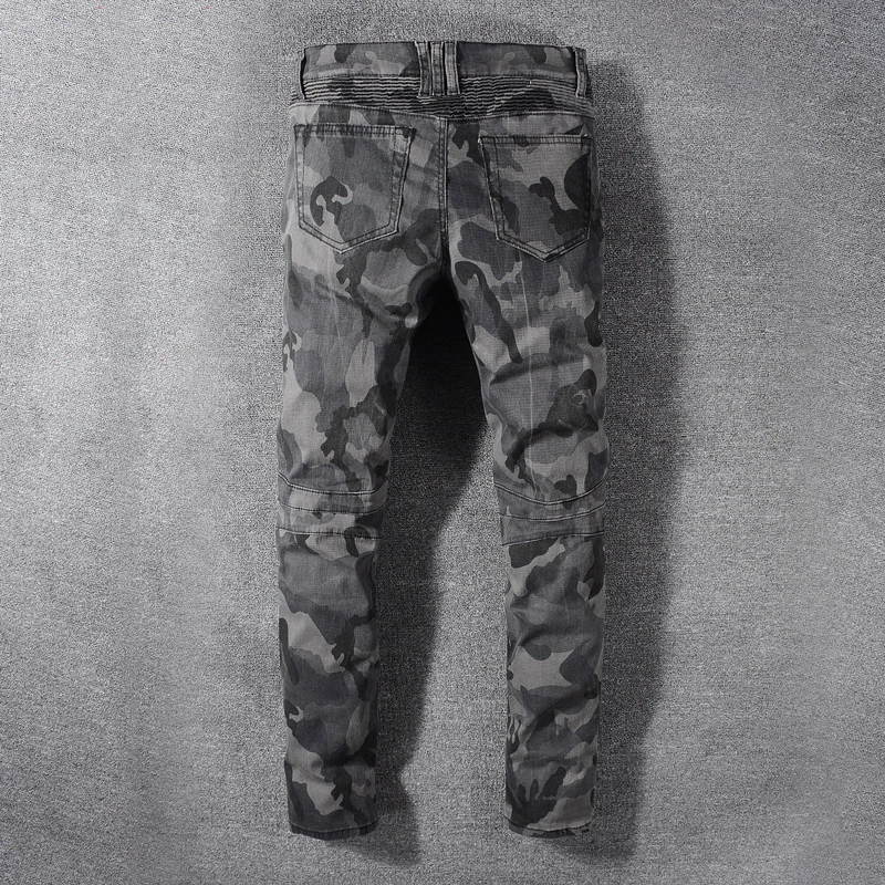 Fashion Streetwear Men Jeans High Quality Spliced Designer Denim Cargo Pants Camouflage Military Motor Biker Jeans Homme Fashion Streetwear Men Jeans High Quality Spliced Designer Denim Cargo Pants Camouflage Military Motor Biker Jeans Homme
