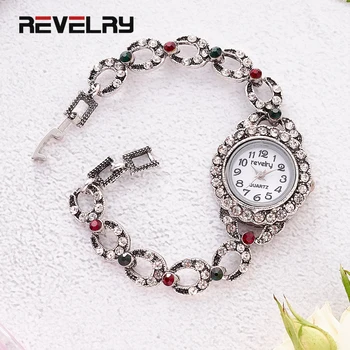

REVELRY Fashion Vintage Women Dress Watches Diamond Crystal Women Bracelet Watch Wristwatch Casual Gift Dress Clock Women Watch