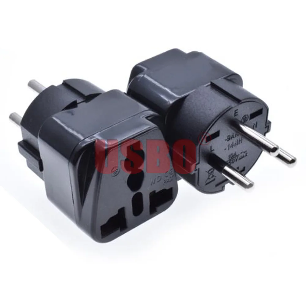 Black White 10A 250V AU/UK/US/EU to Israel travel adaptor plug