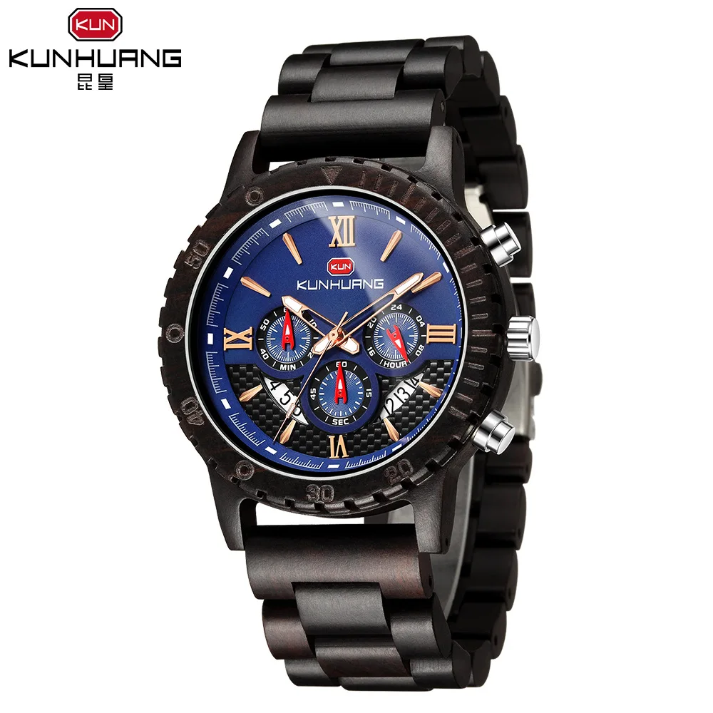 

Kun Emperor Europe And America Sports Watch Men's Douyin Multi-functional Large Dial Bamboo Watch Men's Watches for Men