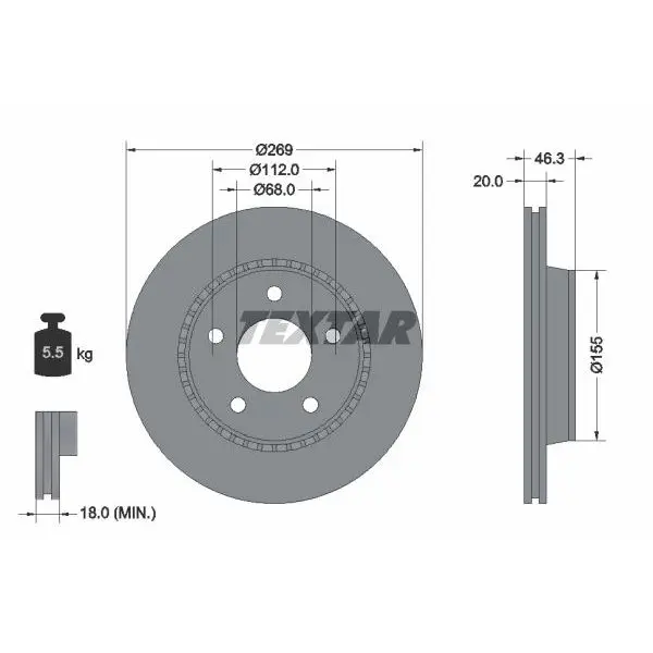 Диск тормозной задний Audi 100/200/A8 1.8/2.2-4.2 84 TEXTAR 9203