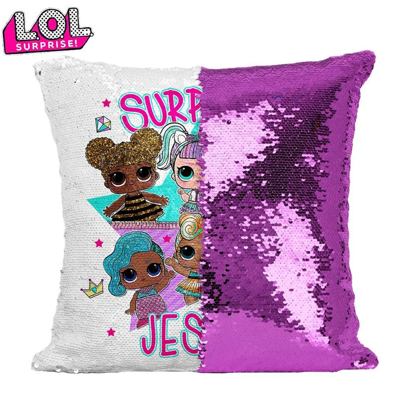 

LOL Surprise Dolls toys girls Cute Confetti Sequins Pillowcase lol doll Anime Indoor Sofa Sequins Pillow Cushion Cover