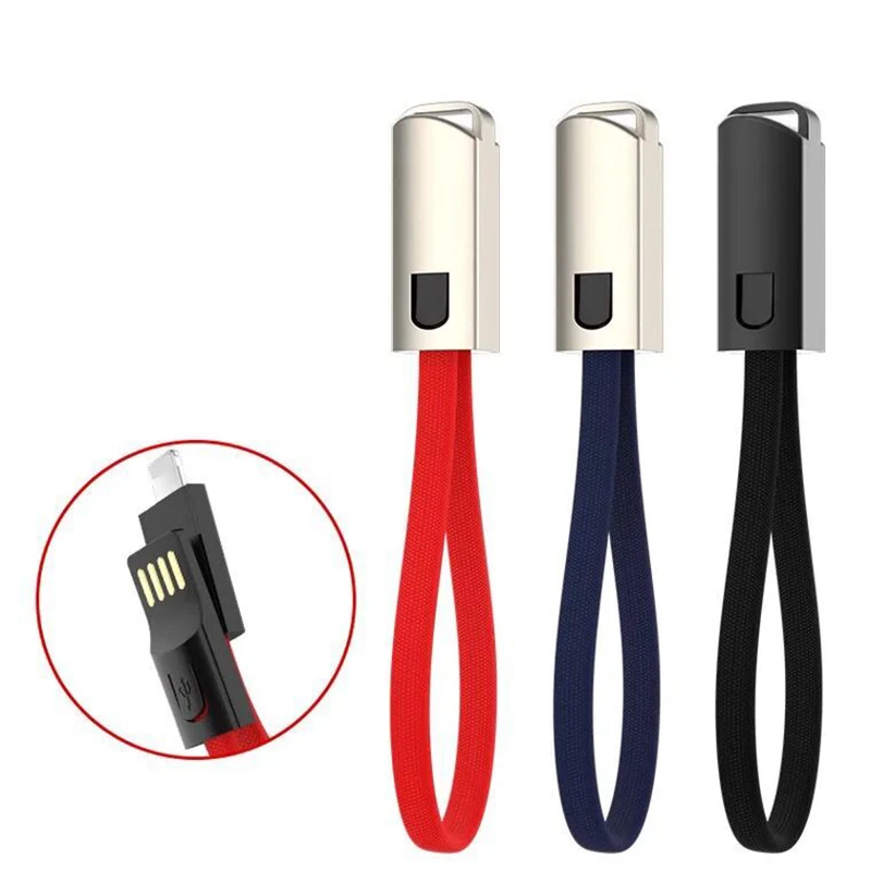 Брелок кабель для передачи данных, портативный USB брелок кабель для зарядки кабель для быстрой зарядки, креативный кабель для передачи Данных Ремешок брелок(черный