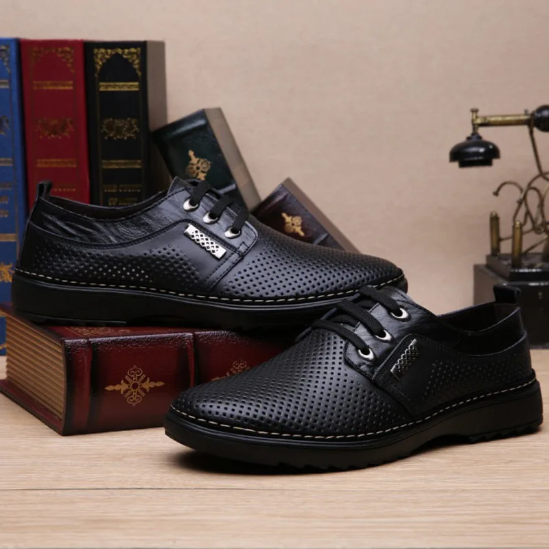 

Summer Leather Sandals MEN'S Casual Shoes Hollow out Breathable Leather Sandals Lace-up MEN'S SHOES 0610-2