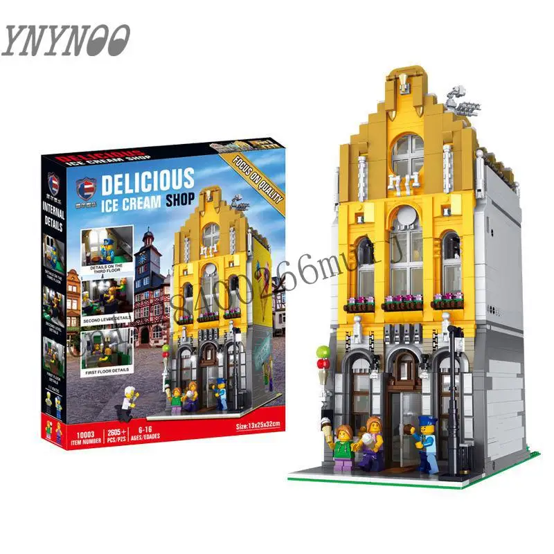 

2020 new Lepining Creative City commercial street view Ice cream shop House model Building Block bricks Kits Brick Toy gifts