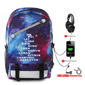 

Kpop EXO Member Name Print Backpack Female Teenager School Bags EXO Kpop Fans Support Canvas Korean Travel Shoulder Bags