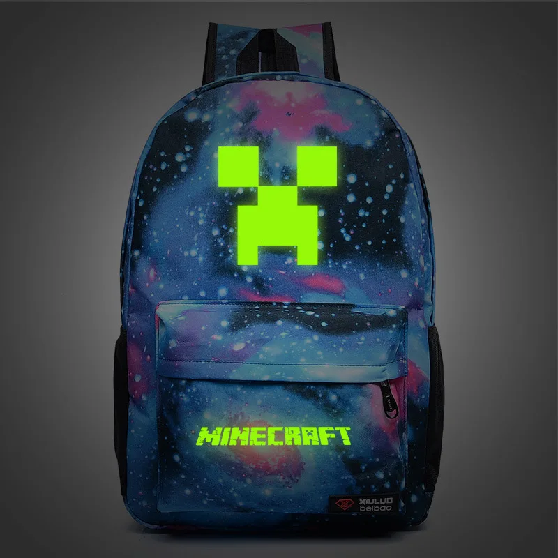 

Luminous Backpack Minecraft Printing Backpack Laptop Travel Book School Bag Nylon Rucksack For Students Glow in the Dark