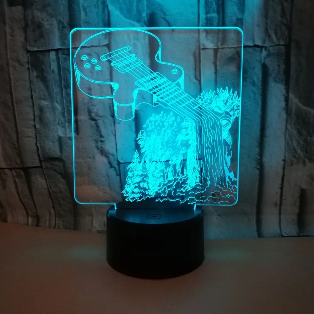 3D светодиодный ная лампа для гитары музыкальные инструменты креативный Ночной