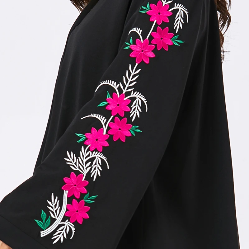 Мусульманские женщины открытый abaya Бархатная мини-юбка с вышивкой с закрытой пуговицей элегантные дамы плюс размер кимоно арабские кафтаны Дубай
