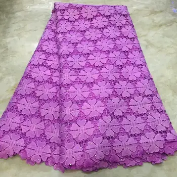 

New Designs African Lace Fabric With purple stone African Lace Embroidery Guipure Lace Trim High Quality for Nigerian Dress FW89
