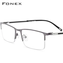 FONEX очки с оправой из сплава полуоправы полуквадратные от близорукости, по рецепту оправа для очков Мужская Новые оптические Безвинтовые очки 9858