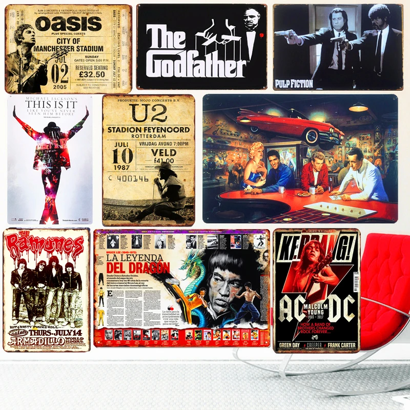 

Retro Movie Clip Tin Signs Plate Music Film Posters Art Cafe Bar Vintage Metal Painting Wall Plaque Home Decor 20x30cm A127
