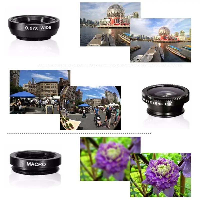 10 in 1 Telephoto Lens Cell Phone Camera Fish Eye Wide Angle Macro Lens Kit