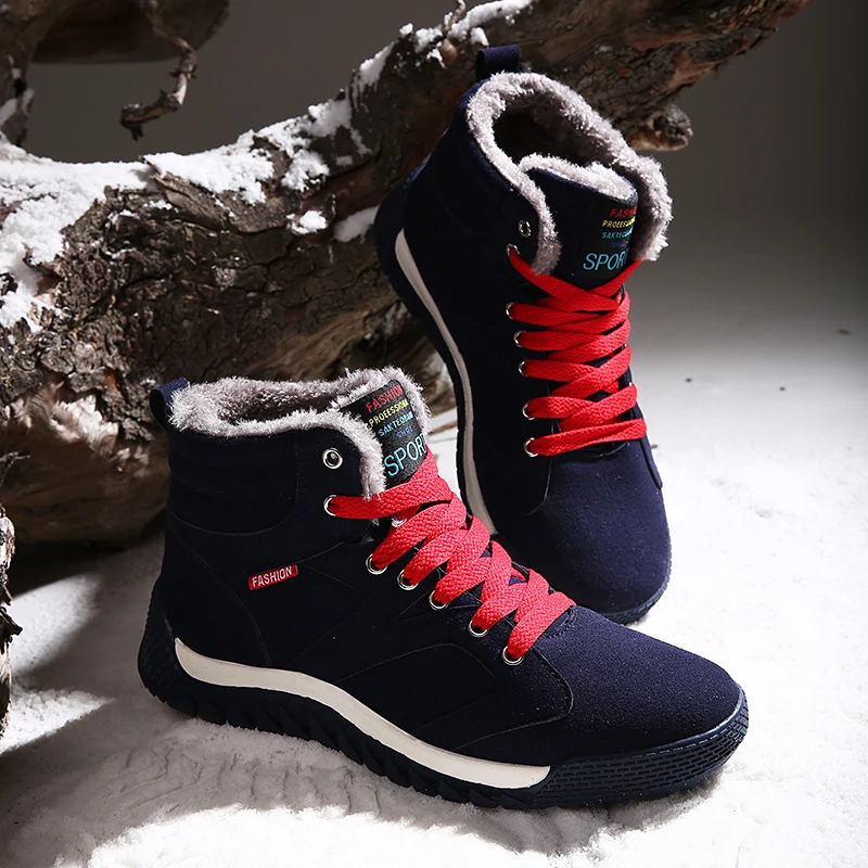 Brand Winter Boots Men Outdoor Plush Warm Snow Boots Plus Size Male Fashion Hiking Non-slip Cotton Shoes New Design