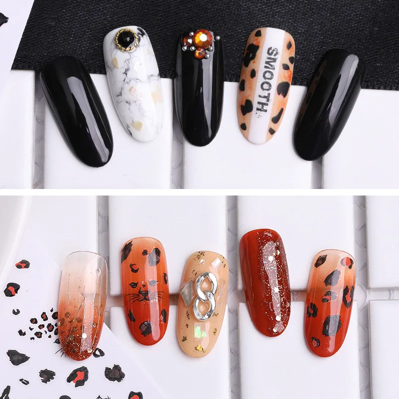 

Leopard nail decals 3D three-dimensional matte tiger glue stickers three-dimensional gloss easy to paste nail decoration