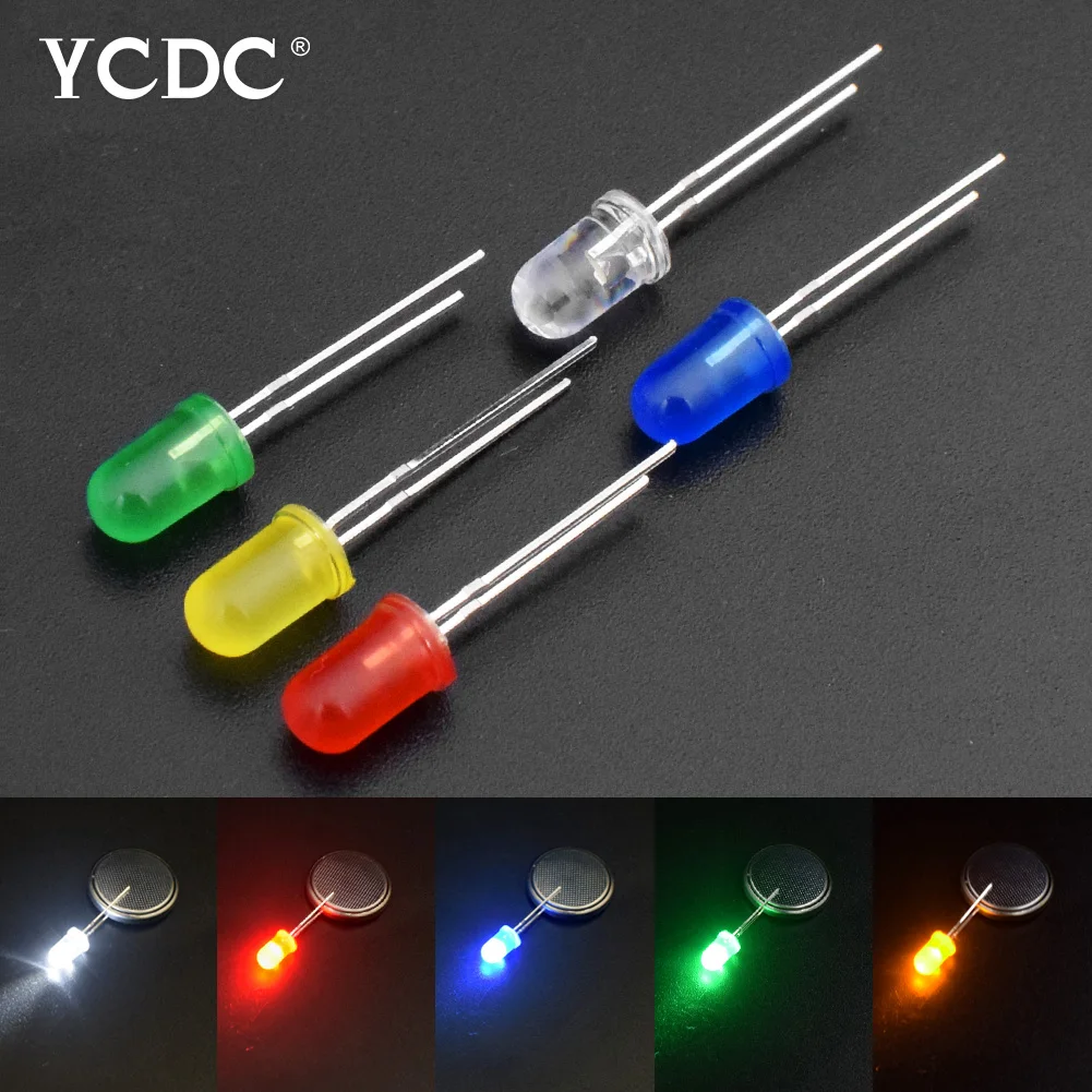 

5Colors*100PCS=500PCS / 1Color=100pcs DIY kit F3/F5 3mm/5mm Red Green Yellow White Color Assorted LED Diode Light Emitting Diode