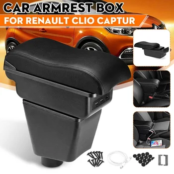 

Leather Car Central Armrest Arm Rest Storage Box Case For Renault Clio Captur