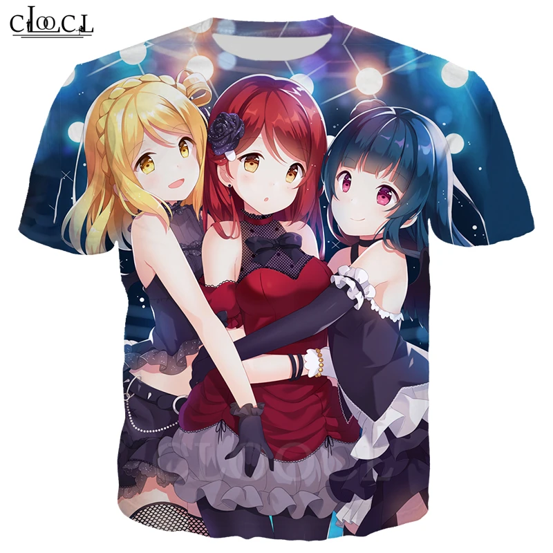 Модная классическая футболка для девочек в стиле аниме Love Live, для мужчин и женщин, 3D принт, хипстер, короткий рукав, спортивная одежда для бега, хип-хоп, уличная одежда, топы