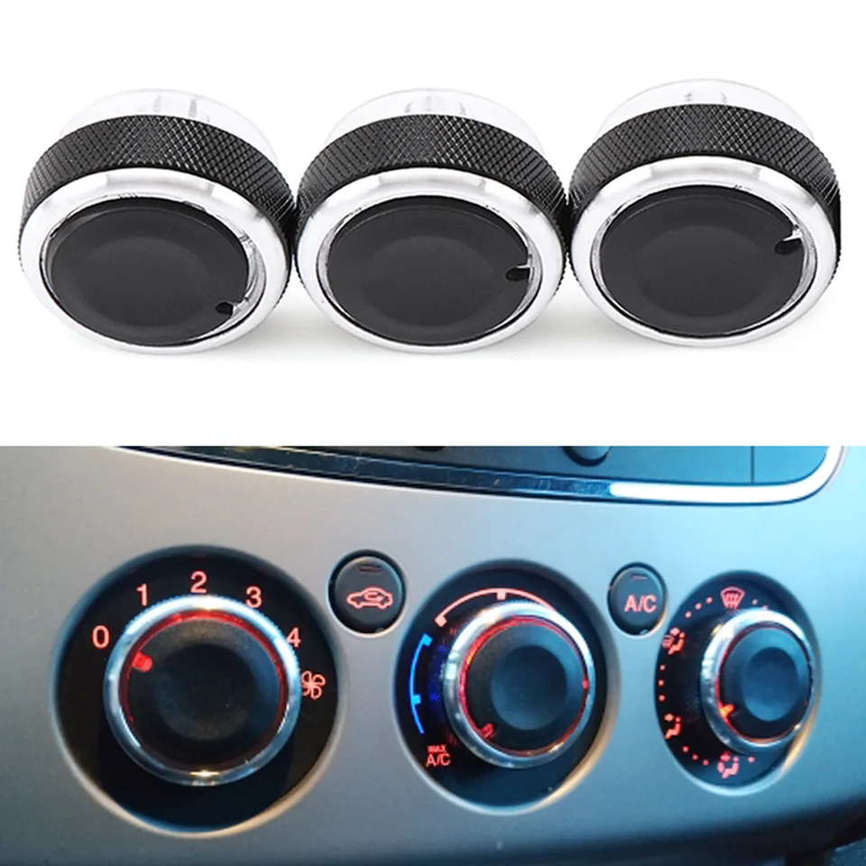 3-Piece Car Air Conditioning Knob Set For Ford Focus 2005-2014 - A/C Heater Control Switch Buttons