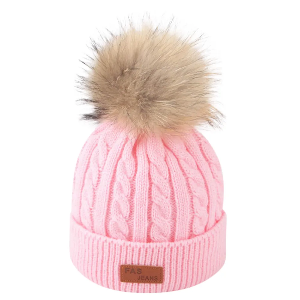 Детские Кепки модные Повседневное с маленькими пушистыми помпончиками для детей Кепки малыш девочка мальчик ребёнок младенец зимняя вязаная Шапочка бини Кепки