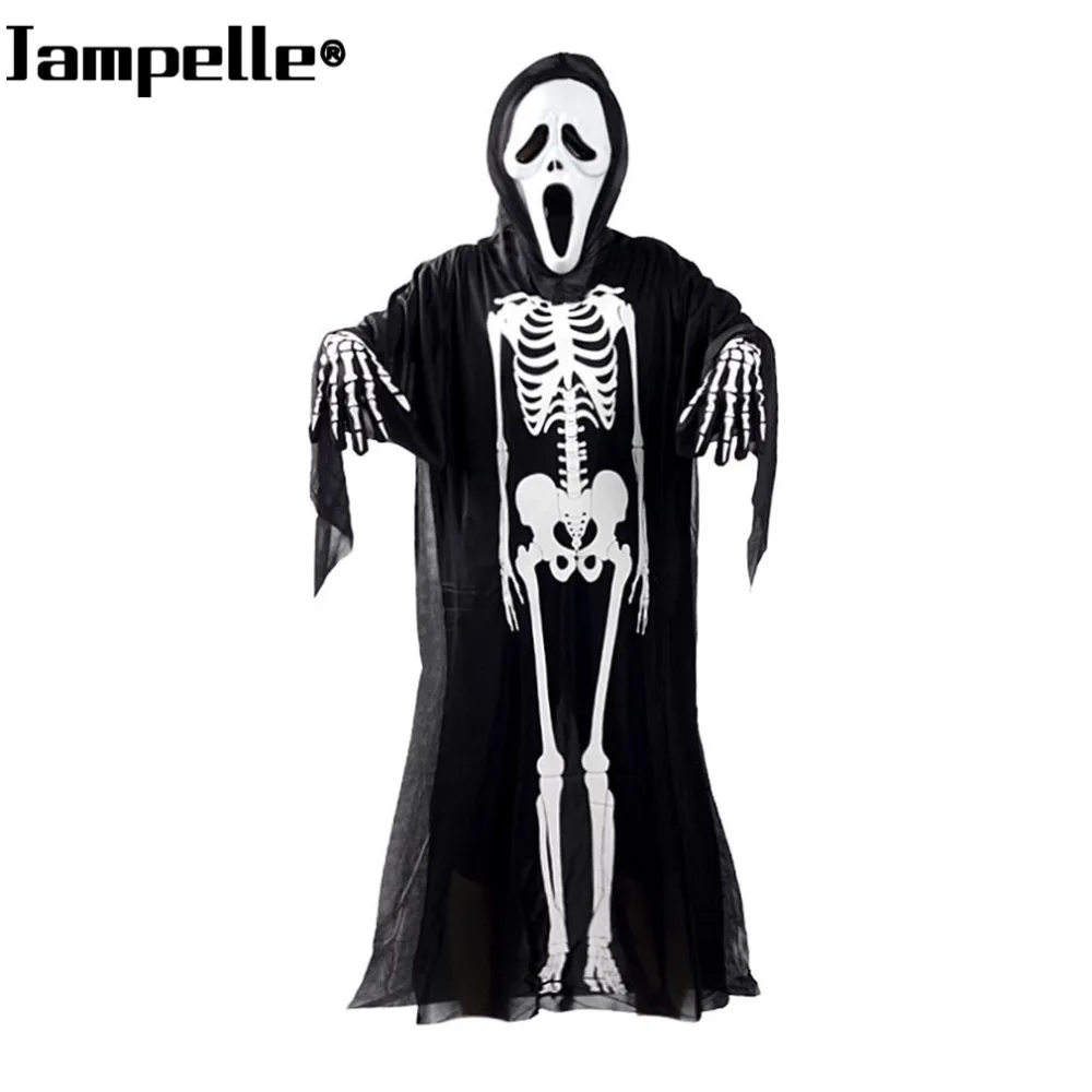 Halloween Costume Skull Skeleton Demon Ghost Cosplay Costumes With Scary Mask Adults Kids Carnival Masquerade Dress Robes