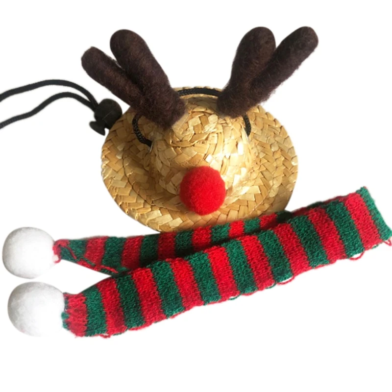 Winter Warm Small Animal Christmas Costume Guinea Pigs Hat and Scarf for Hamster Hedgehog Lizard Bearded Dragon Cosplay