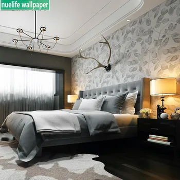

Modern wallpaper fashion green small leaves bedroom study living room TV background kids room restaurant non-woven wallpaper